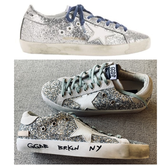 - NEW Golden Goose Hi Star Sneakers NY Silver Glitter 0860 - Picture 1 of 9